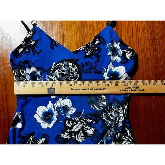 Cache Cami with Shelf Bra Adjustable Straps with Rhinestones Black/Blue XS Vamp - Picture 4 of 6